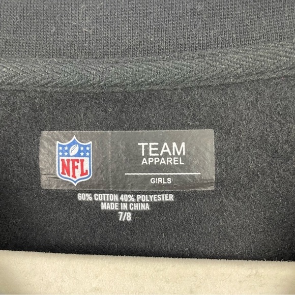 NFL Team Apparel Girls Saints Sweatshirt Black W/Iridescent Logo Tie Waist 7/8 - Picture 13 of 16